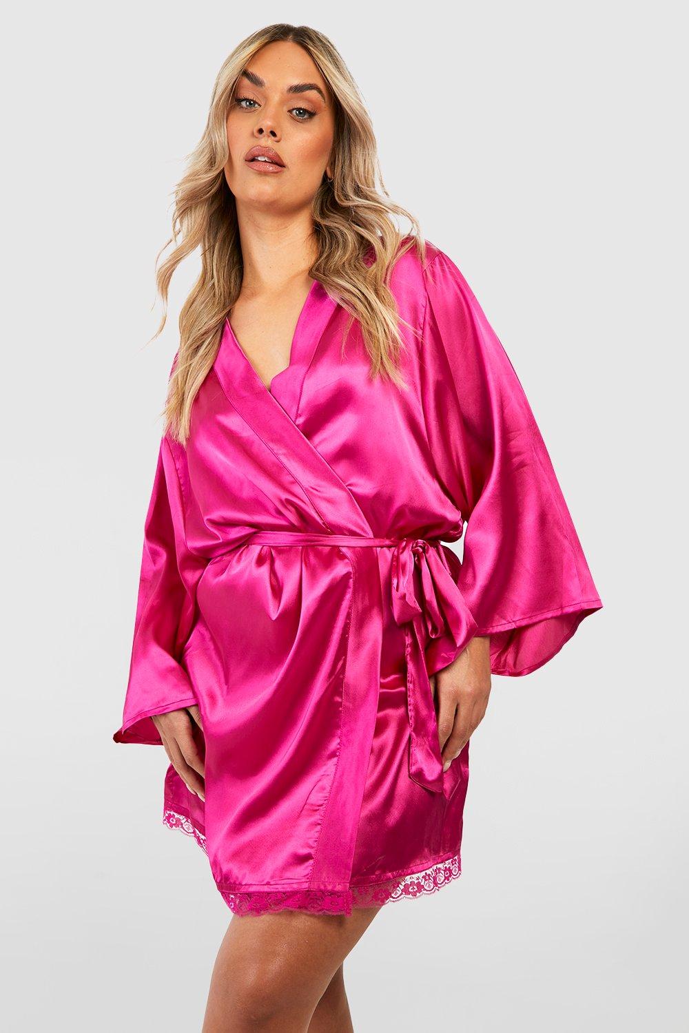 Hot pink shop satin robe